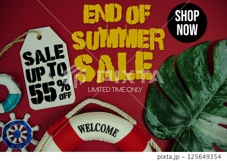 End Of Summer Sale 45% Promotion Offer Discount Retail Shopping Concept 125649354