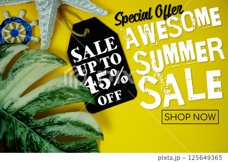 Awesome Summer Sale 45% Promotion Offer Discount Retail Shopping Concept 125649365