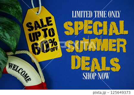 Special Summer Sale 60% Promotion Offer Discount Retail Shopping Concept 125649373