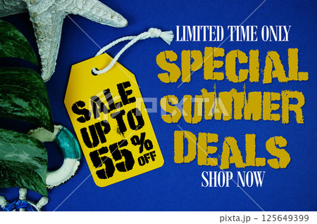 Special Summer Sale 45% Promotion Offer Discount Retail Shopping Concept 125649399
