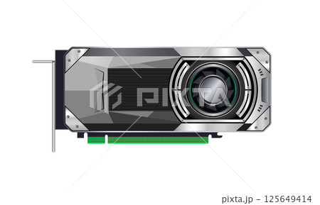 Graphics card GPU hybrid vector illustration isolated on white background. Graphics card GPU hybrid vector illustration isolated on white background. 125649414