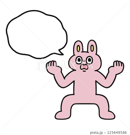 ショックを受けるゆかいなウサギと吹き出し 125649586