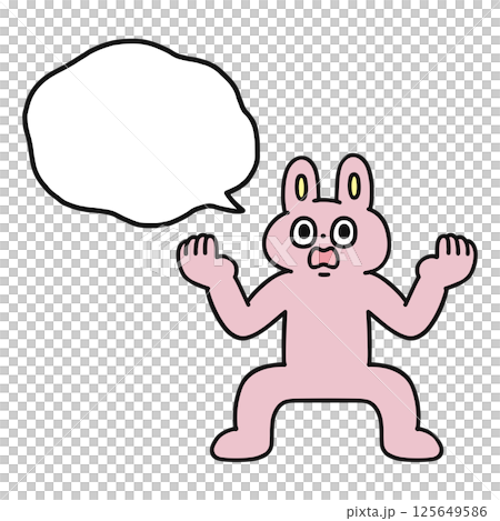 ショックを受けるゆかいなウサギと吹き出し 125649586