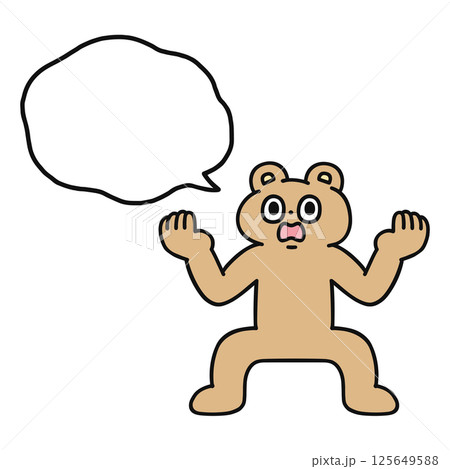 ショックを受けるゆかいなクマと吹き出し 125649588