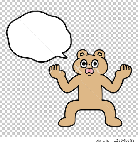 ショックを受けるゆかいなクマと吹き出し 125649588