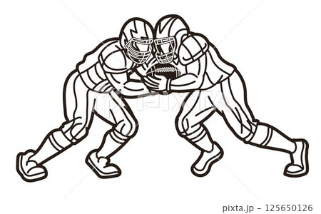 American Football Player Cartoon Outline Sport Graphic Vector American Football Player Cartoon Outline Sport Graphic Vector 125650126