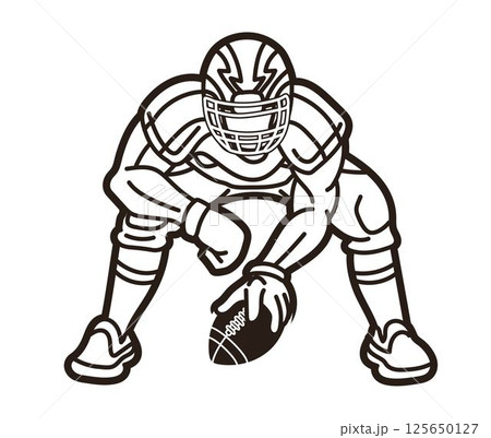 American Football Player Cartoon Outline Sport Graphic Vector American Football Player Cartoon Outline Sport Graphic Vector 125650127
