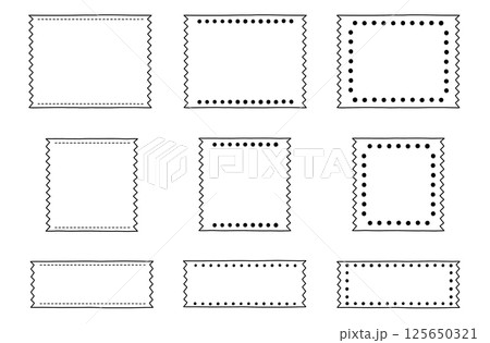 モノクロ（透過）のフレームセット：ギザギザ 125650321