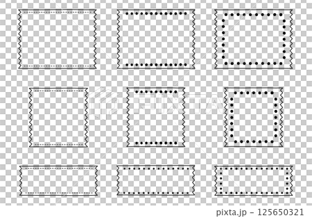 モノクロ（透過）のフレームセット：ギザギザ 125650321