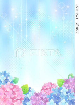 梅雨の紫陽花 背景フレームイラスト ☆ バリエーション多数 125650773