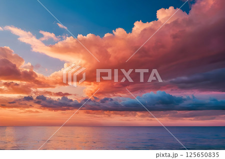 sunset over the sea sunset over the sea 125650835