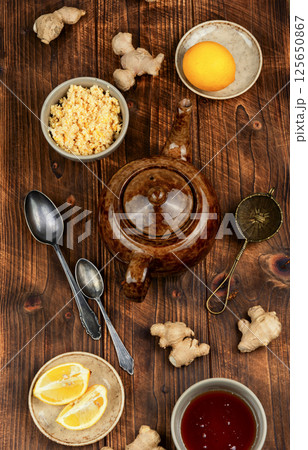 Natural tea with ginger. 125650867