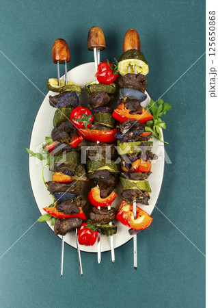 tasty deer kebab. 125650868