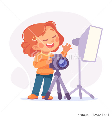 A Young Photographer Passionately Engaging with a Camera and Studio Light to Create Artful Images 125651581