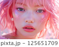 アーティスティックなメイクをしたピンク色の髪の女性　AI生成素材 125651709