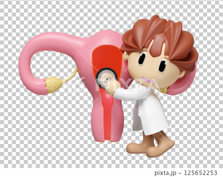 3d human uterus with woman doctor hand holding stethoscope isolated. check uterus health concept, 3d illustration render 3d human uterus with woman doctor hand holding stethoscope isolated. check uterus health concept, 3d illustration render 125652253