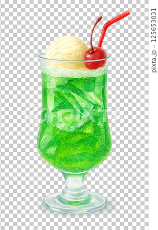 奶油蘇打水插圖水彩白色背景 125653031