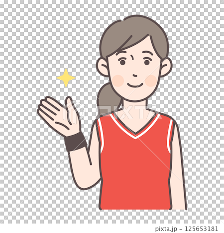 案内するバスケットボール女子選手 案内するバスケットボール女子選手 125653181