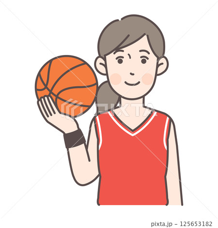 ボールを持つバスケットボール女子選手 125653182