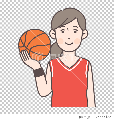 ボールを持つバスケットボール女子選手 125653182