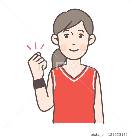 ガッツポーズするバスケットボール女子選手 125653183