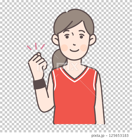 ガッツポーズするバスケットボール女子選手 125653183