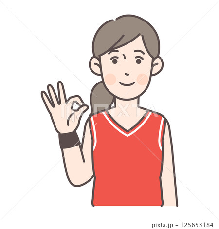 OKサインを出すバスケットボール女子選手 125653184