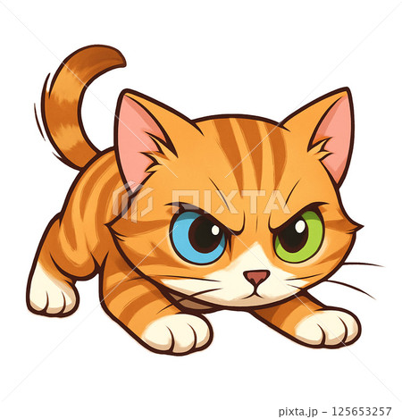 獲物を狙う茶トラ猫 125653257