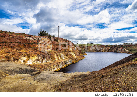 The abandoned Mine in Minas de Sao Domingos Village in Alentejo Portugal. The abandoned Mine in Minas de Sao Domingos Village in Alentejo Portugal. 125653282