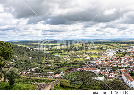 View over Elvas in Portugal with its typical Portuguese buildings and cobblestone streets View over Elvas in Portugal with its typical Portuguese buildings and cobblestone streets 125653300