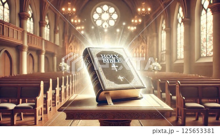 教会の光輝く開いた聖書 教会の光輝く開いた聖書 125653381