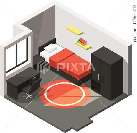Isometric Bedroom Interior 125653712