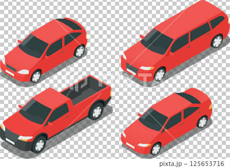 set of isometric cars set of isometric cars 125653716