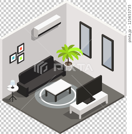 Isometric modern living room interior Isometric modern living room interior 125653735
