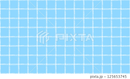 水色の下地に白いチェック柄のパターン背景イラスト。シームレスなベクターの4Kイラスト素材 125653745
