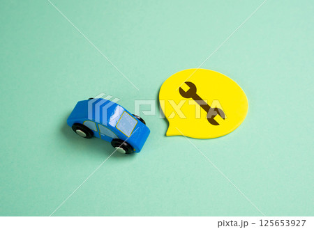 Car repair. Concept of maintenance and scheduled checks. Regular inspections, part replacements, and technical service. Addressing car breakdowns, ensuring road safety 125653927