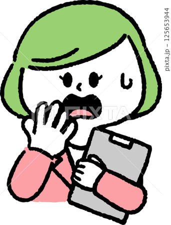 ファイルを持って驚いているスーツの女性 125653944