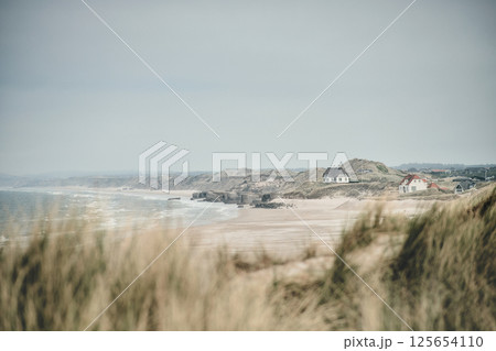 Bunkers at beach of Lokken in northern Denmark 125654110