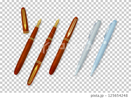 万年筆とボールペン（影あり） 125654248
