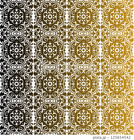 vector seamless pattern of geometric ornament with round shapes 125654542