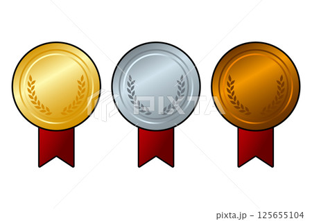 金・銀・銅のメダルフレームセット リボン付き 125655104