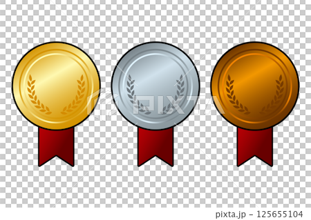 金・銀・銅のメダルフレームセット リボン付き 125655104