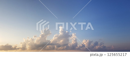 Beautiful sky with cloud, nature weather background. Environment, atmosphere and heaven concept 125655217