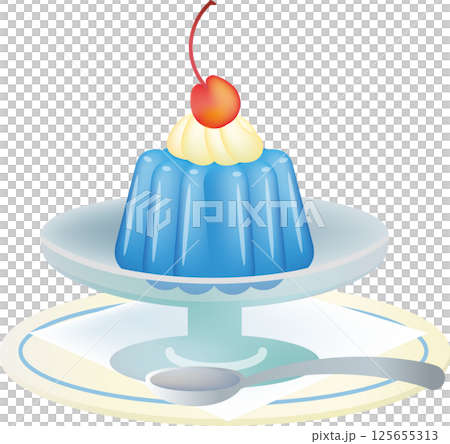 皿に乗った生クリームのゼリー 125655313