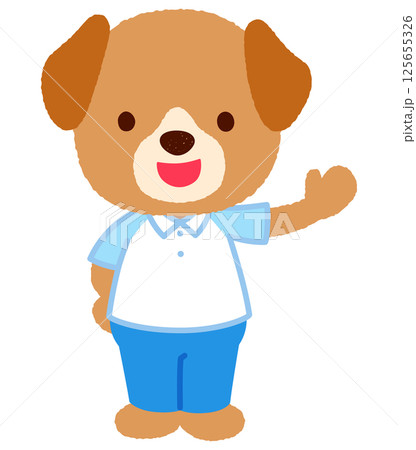 かわいいイヌのキャラクター　スタッフ　店員 125655326