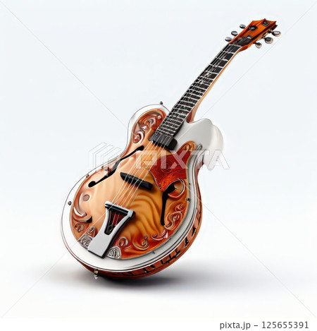 an AI Image Generator, Semi-Hollow Electric Guitar Isolated 125655391