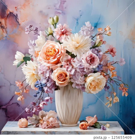 the AI Image Generator, Elegant Floral Arrangement with Pastel Colors 125655409