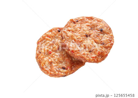 蛸入り揚げカマボコ、タコのさつま揚げ【白背景・切り抜き】 蛸入り揚げカマボコ、タコのさつま揚げ【白背景・切り抜き】 125655458