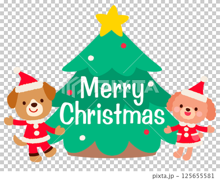 Cute dog Santa Claus Christmas logo 125655581