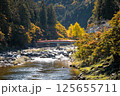 Taigetsu bridge across Tomoe river at Korankei gorge during autumn season Taigetsu bridge across Tomoe river at Korankei gorge during autumn season 125655711